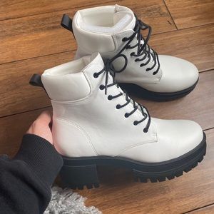 White combat boots